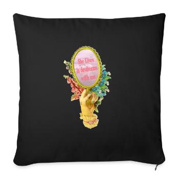 Elle vit dans les rêveries avec moi - Housse de coussin décorative 45 x 45 cm - noir - Devant