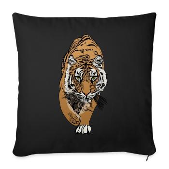 Motif tigre prédateur motif animal - Housse de coussin décorative 45 x 45 cm - noir - Devant