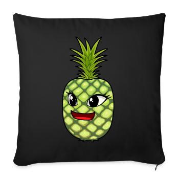 Fruit Foxes Fruit Summer Pineapple - Sofa pillowcase 17,3'' x 17,3'' (45 x 45 cm) - black - Front