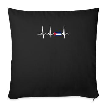 Cuba rythme cardiaque EKG - Housse de coussin décorative 45 x 45 cm - noir - Devant