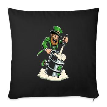 Leprechaun (Irischer Kobold) zapft Bier - Sofakissenbezug 45 x 45 cm - Schwarz - Vorne