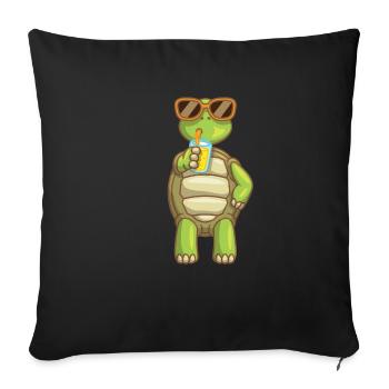 Sea Turtle Ocean Beach Drinking Turtle - Sofa pillowcase 17,3'' x 17,3'' (45 x 45 cm) - black - Front