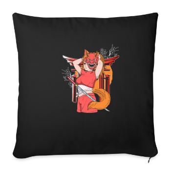 Japonaise Fille Oni Démon Ninja Samouraï - Housse de coussin décorative 45 x 45 cm - noir - Devant