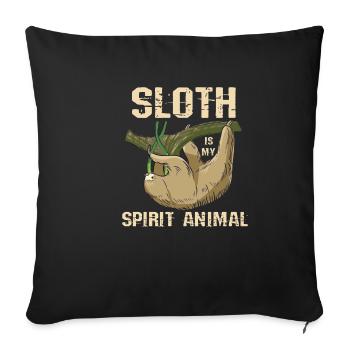 Slothy Napping Spirit Animal Slow Sloth - Sofa pillowcase 17,3'' x 17,3'' (45 x 45 cm) - black - Front
