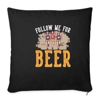 Marathon Suivez-moi pour la course à la bière - Housse de coussin décorative 45 x 45 cm - noir - Devant