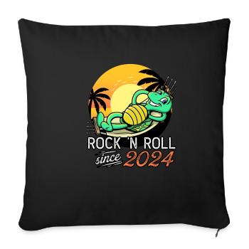 Turtle Rock N Roll Since 2024 Birthday - Sofa pillowcase 17,3'' x 17,3'' (45 x 45 cm) - black - Front