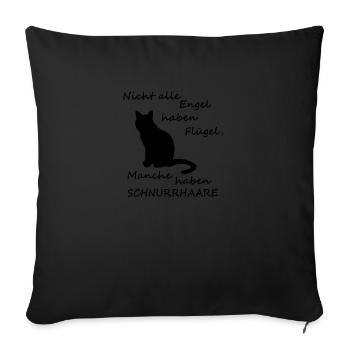 Katzen sind Engel ohne Flügel - Sofakissenbezug 45 x 45 cm - Schwarz - Vorne