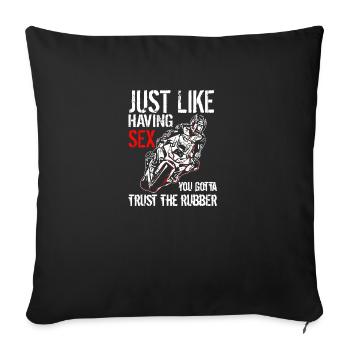 coureur moto sexe superbike - Housse de coussin décorative 45 x 45 cm - noir - Devant