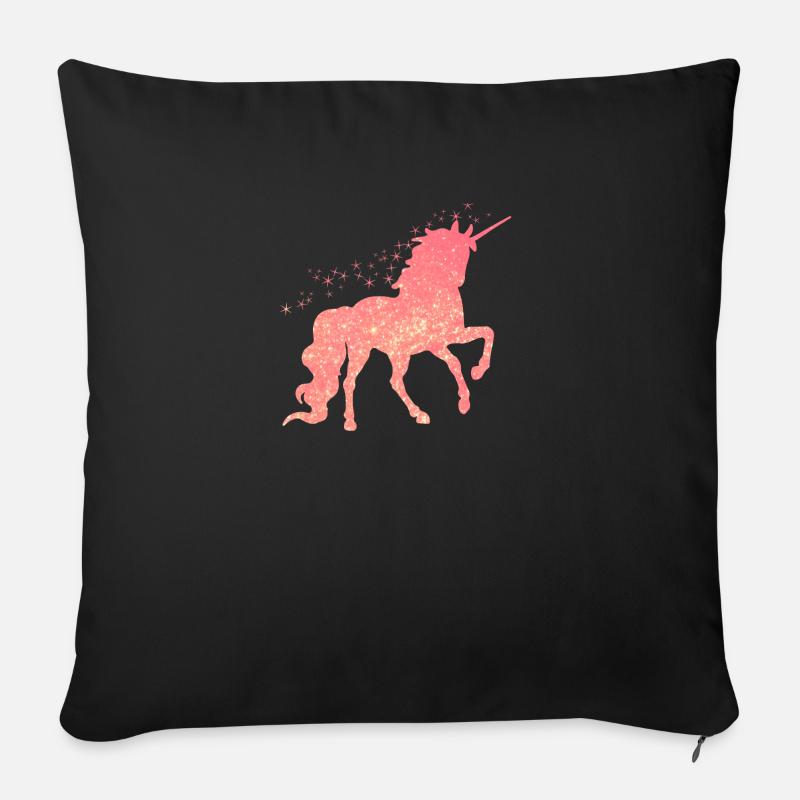 Das rote glitzer Einhorn - Sofakissenbezug 45 x 45 cm - Schwarz
