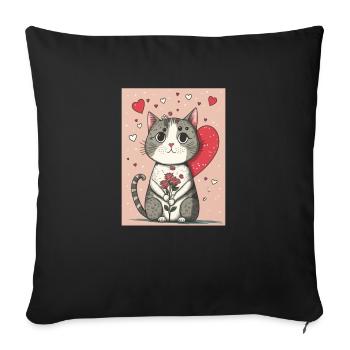 Cute Cat 2023 - Sofa pillowcase 17,3'' x 17,3'' (45 x 45 cm) - black - Front