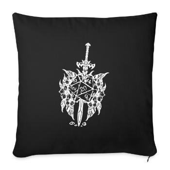 D20 rpg game épée fleur - Housse de coussin décorative 45 x 45 cm - noir - Devant