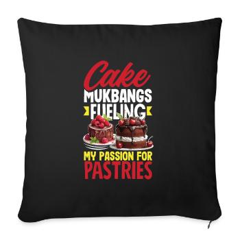 Mukbang et gâteau - Housse de coussin décorative 45 x 45 cm - noir - Devant