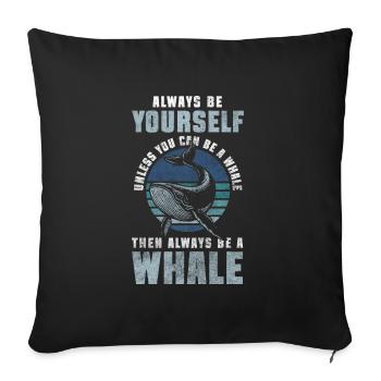 baleines baleines baleines bleues mammifères poissons - Housse de coussin décorative 45 x 45 cm - noir - Devant