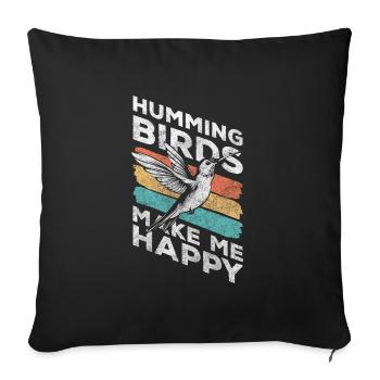 Hummingbird Animal Colorful Magical - Sofa pillowcase 17,3'' x 17,3'' (45 x 45 cm) - black - Front
