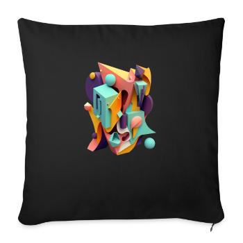 .3D - Sofa pillowcase 17,3'' x 17,3'' (45 x 45 cm) - black - Front