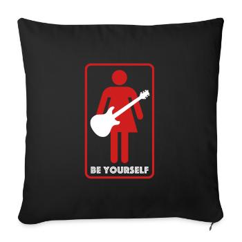 Be yourself | Woman Symbol, Guitar Concert - Sofa pillowcase 17,3'' x 17,3'' (45 x 45 cm) - black - Front