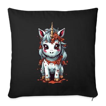 Kawaii Halloween Licorne mystique - Housse de coussin décorative 45 x 45 cm - noir - Devant