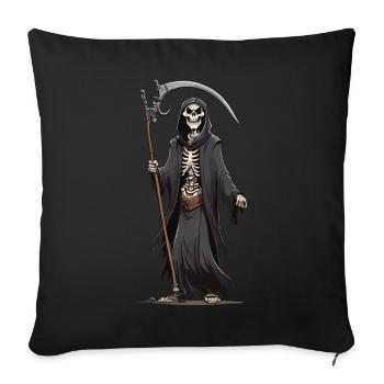 Dessin animé Grim Reaper Halloween squelette d’os - Housse de coussin décorative 45 x 45 cm - noir - Devant