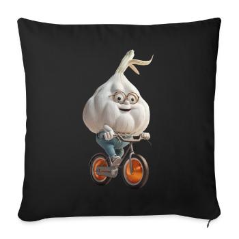 Knoblauch Fahrrad - Sofakissenbezug 45 x 45 cm - Schwarz - Vorne