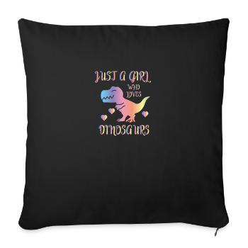 Dinosaures fille dinosaures - Housse de coussin décorative 45 x 45 cm - noir - Devant