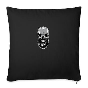 Crâne barbe tête chauve squelette - Housse de coussin décorative 45 x 45 cm - noir - Devant