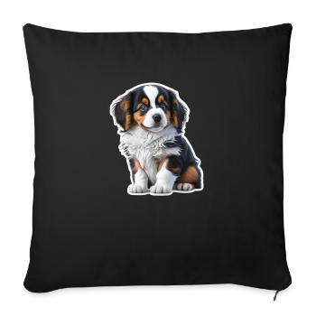 cute puppy / puppy Australian Shepherd - Sofa pillowcase 17,3'' x 17,3'' (45 x 45 cm) - black - Front