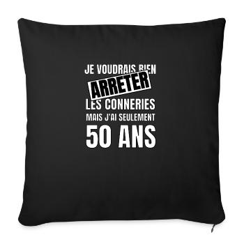 50 ans - Housse de coussin décorative 45 x 45 cm - noir - Devant