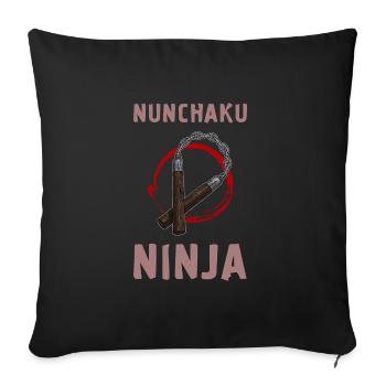 Japon Arts Martiaux Nunchaku Ninjutsu Armes Ninja - Housse de coussin décorative 45 x 45 cm - noir - Devant