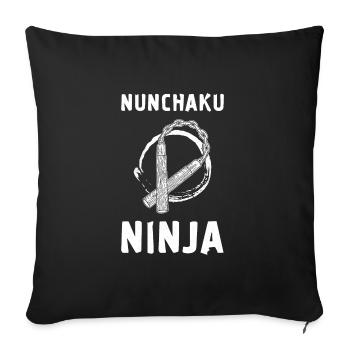 Japon Arts Martiaux Nunchaku Ninjutsu Armes Ninja - Housse de coussin décorative 45 x 45 cm - noir - Devant