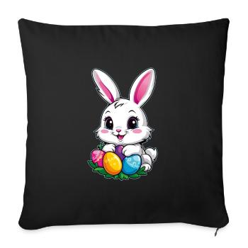 Funny little easter bunny with colorful eggs - Sofa pillowcase 17,3'' x 17,3'' (45 x 45 cm) - black - Front