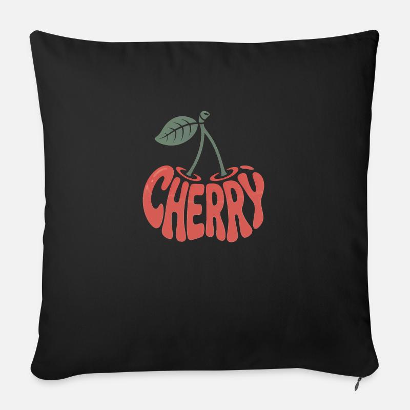 Kirsche - Cooles Frucht-Logo - Sofakissenbezug 45 x 45 cm - Schwarz