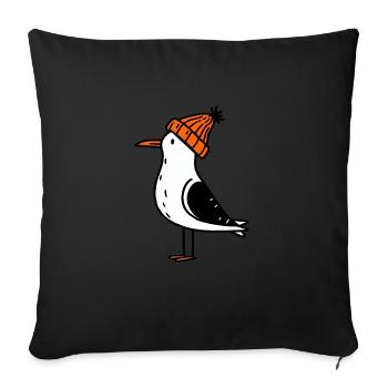 North Sea Harbor Moin Seagull Oiseau Bonnet Orange - Housse de coussin décorative 45 x 45 cm - noir - Devant