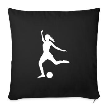 Damen Fussballspielen Herren Fussball Fussballer - Sofakissenbezug 45 x 45 cm - Schwarz - Vorne