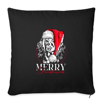 Santa Longhair Dachshund Merry Christmas Wilsigns - Sofa pillowcase 17,3'' x 17,3'' (45 x 45 cm) - black - Front