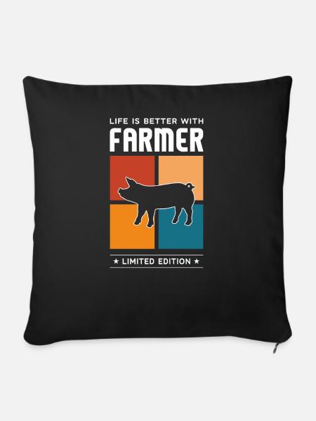 Farmer - Sofakissenbezug 45 x 45 cm - Schwarz