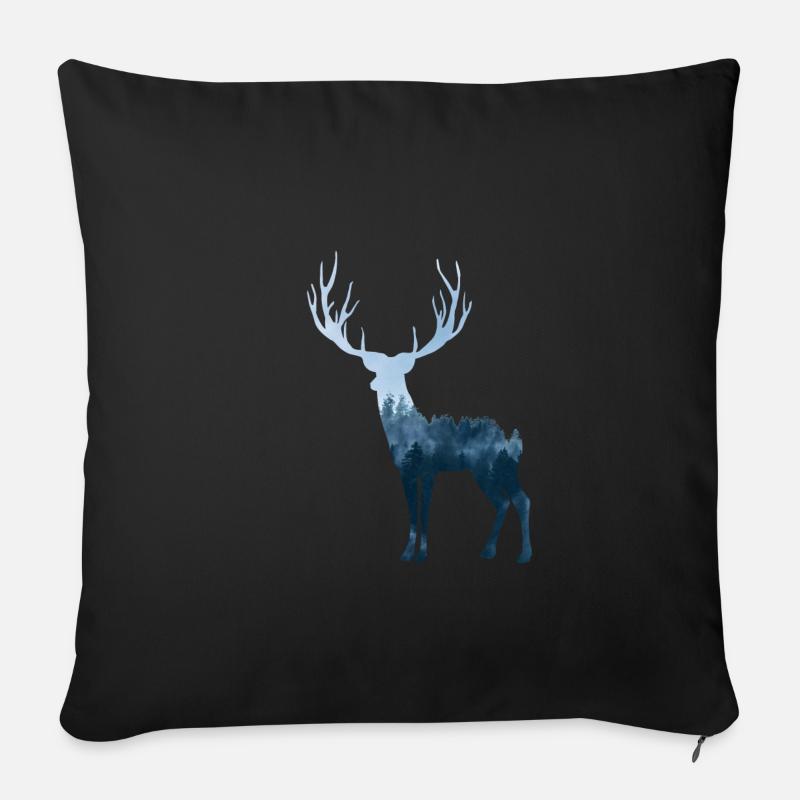 Hirsch Wald - Sofakissenbezug 45 x 45 cm - Schwarz