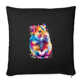 Cute Hamster Rainbow Colors - Sofa pillowcase 17,3'' x 17,3'' (45 x 45 cm) - black - Front
