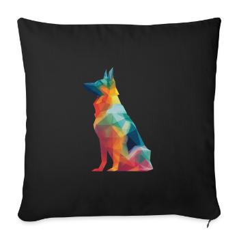 German Shepherd Low Poly Art Desing Colorful - Sofa pillowcase 17,3'' x 17,3'' (45 x 45 cm) - black - Front