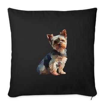 Yorkie Low Poly Art – stylish & modern - Sofa pillowcase 17,3'' x 17,3'' (45 x 45 cm) - black - Front