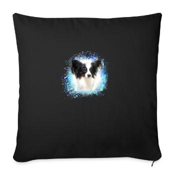 papillon,chien,spitz,zwergspitz,pompon - Housse de coussin décorative 45 x 45 cm - noir - Devant