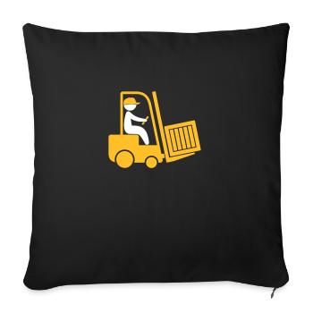 A Forklift Transporting A Box - Sofa pillowcase 17,3'' x 17,3'' (45 x 45 cm) - black - Front