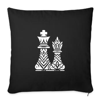 Chess Piece King and Queen in Tattoo Style - Sofa pillowcase 17,3'' x 17,3'' (45 x 45 cm) - black - Front