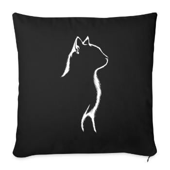 Silhouette de chat - Housse de coussin décorative 45 x 45 cm - noir - Devant