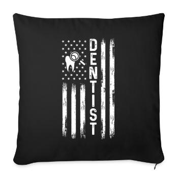 Dentiste États-Unis Pavillon américain Dentistry Patrol - Housse de coussin décorative 45 x 45 cm - noir - Devant