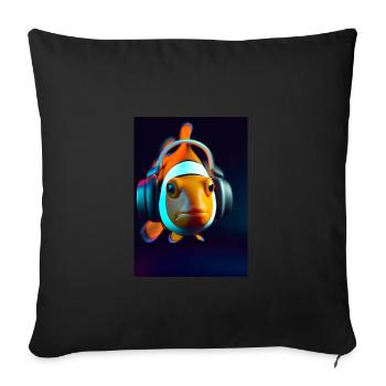 Clownfisch Kopfhörer - Sofakissenbezug 45 x 45 cm - Schwarz - Vorne