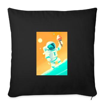 Astronaut mit Eiscreme - Sofakissenbezug 45 x 45 cm - Schwarz - Vorne