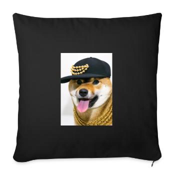 Cooler Hund mit Mütze - Sofakissenbezug 45 x 45 cm - Schwarz - Vorne