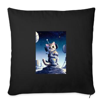 Astronautenkatze - Sofakissenbezug 45 x 45 cm - Schwarz - Vorne
