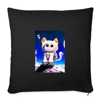 Astronautenkatze - Sofakissenbezug 45 x 45 cm - Schwarz - Vorne