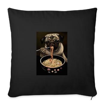 Hund frisst Ramen - Sofakissenbezug 45 x 45 cm - Schwarz - Vorne